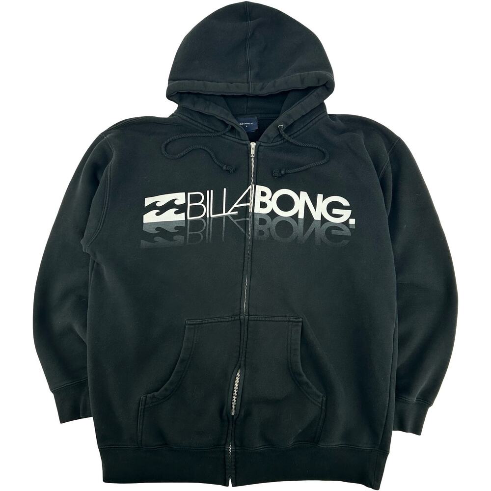 Vintage y2k Men's Black White Billabong Surf Full Zip Hoodie Sweatshirt Sz L